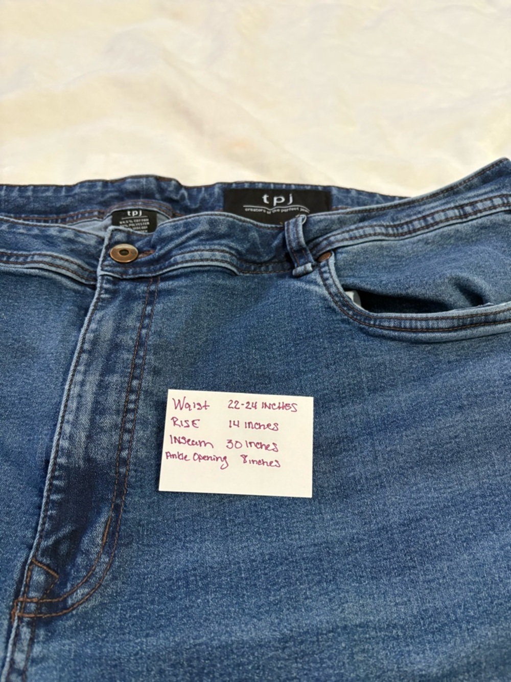 TPJ The Perfect Jean Thick Stretch Jeans Dark Blue 46x32 Men's Straight Leg EUC - Picture 4 of 6